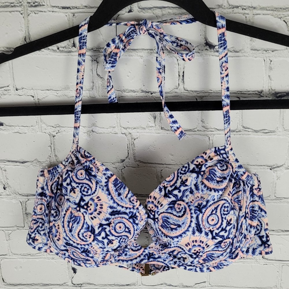 VICTORIA'S SECRET | paisley print halter underwire pushup swim bikini top